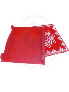 Festive - Peetam Chowki - 12x12 Inches - Set of 2 - Square - Red Color | Design - Hridaya Kamalam