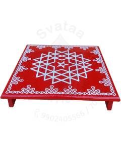 Festive - Peetam Chowki - 12x12 Inches - Single - Square - Red Color | Design - Aishwarya Chakram