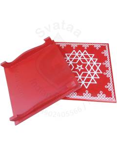 Festive - Peetam Chowki - 12x12 Inches - Set of 2 - Square - Red Color | Design - Aishwarya Chakram
