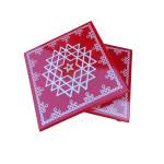 Festive - Peetam Chowki - 12x12 Inches - Set of 2 - Square - Red Color | Design - Aishwarya Chakram