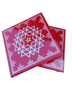 Festive - Peetam Chowki - 12x12 Inches - Set of 2 - Square - Red Color | Design - Aishwarya Chakram