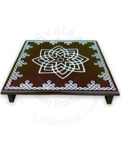 Festive - Peetam Chowki - 12x12 Inches - Single - Square - Coffee Color | Design - Hridaya Kamalam