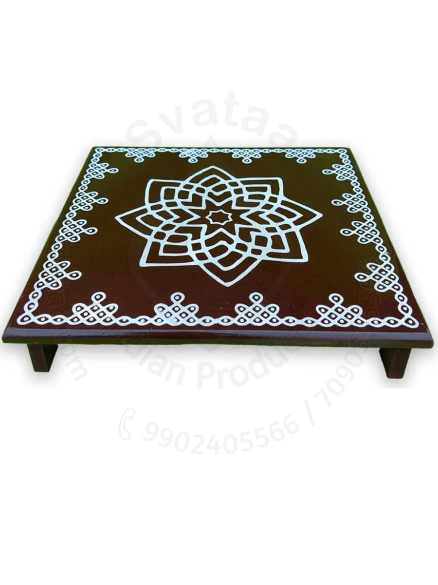 Festive - Peetam Chowki - 12x12 Inches - Single - Square - Coffee Color | Design - Hridaya Kamalam
