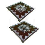 Festive - Peetam Chowki - 12x12 Inches - Set of 2 - Square - Coffee Color | Design - Hridaya Kamalam