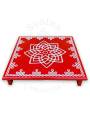 Festive - Peetam Chowki - 12x12 Inches - Single - Square - Red Color | Design - Hridaya Kamalam Festive - Peetam Chowki - 12x12 Inches - Single - Square - Red Color | Design - Hridaya Kamalam