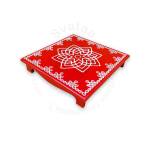Festive - Peetam Chowki - 12x12 Inches - Single - Square - Red Color | Design - Hridaya Kamalam