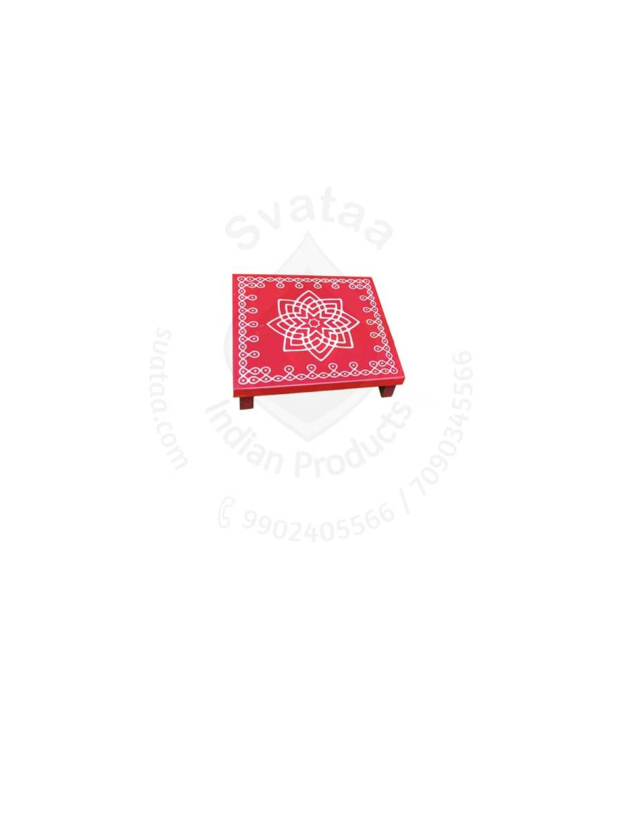 Festive - Peetam Chowki - 3x3 Inches - Single - Square - Red Color | Design - Hridaya Kamalam