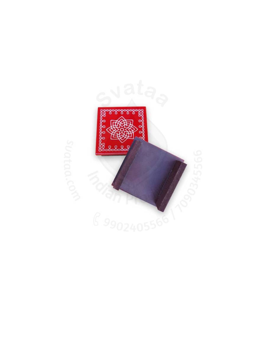 Festive - Peetam Chowki - 3x3 Inches - Single - Square - Red Color | Design - Hridaya Kamalam