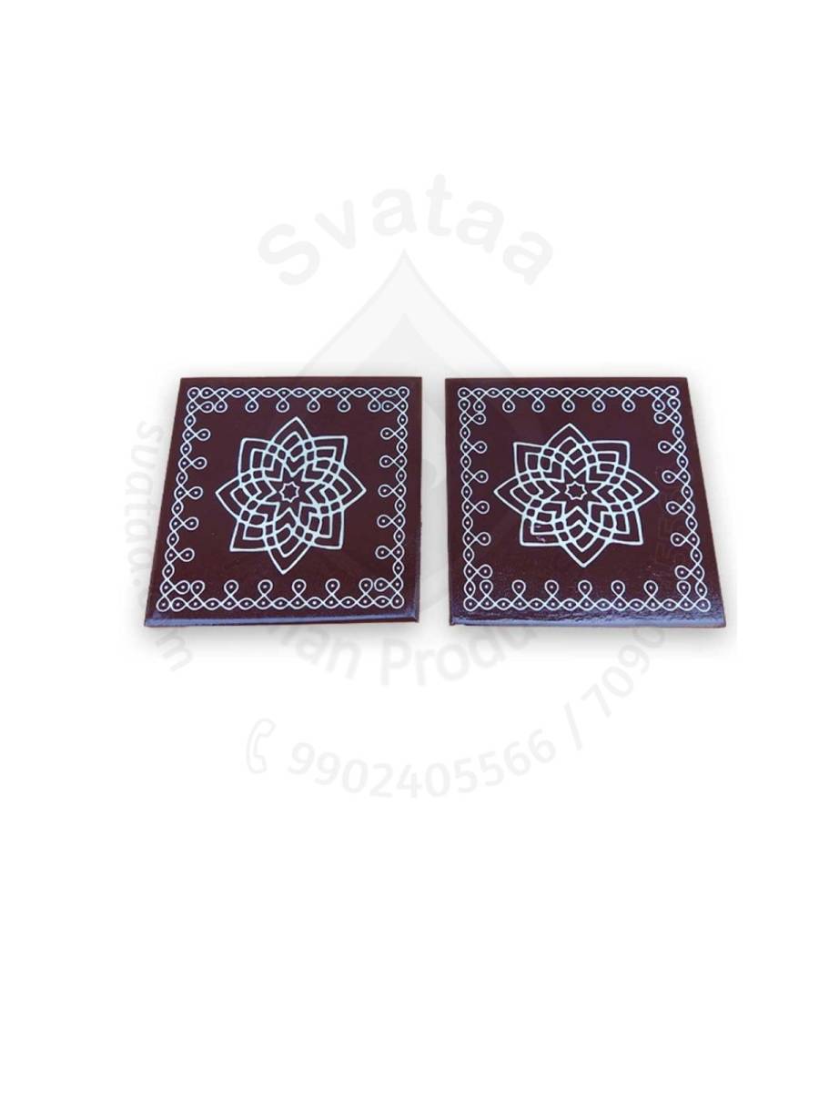 Festive - Peetam Chowki - 5x5 Inches - Set of 2 - Square - Coffee Color | Design - Hridaya Kamalam