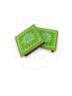 Festive - Peetam Chowki - 5x5 Inches - Set of 2 - Square - Green Color | Design - Hridaya Kamalam