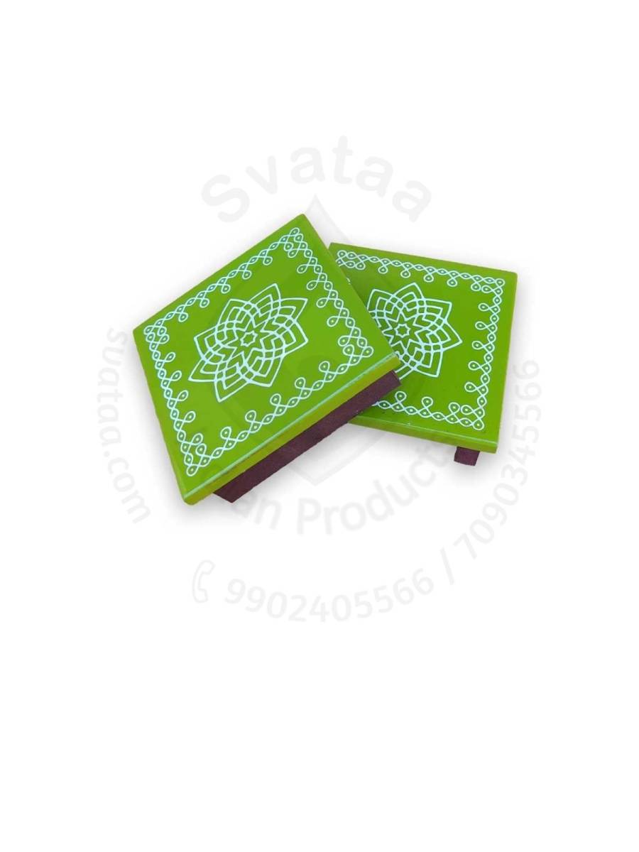 Festive - Peetam Chowki - 5x5 Inches - Set of 2 - Square - Green Color | Design - Hridaya Kamalam Festive - Peetam Chowki - 5x5 Inches - Set of 2 - Square - Green Color | Design - Hridaya Kamalam