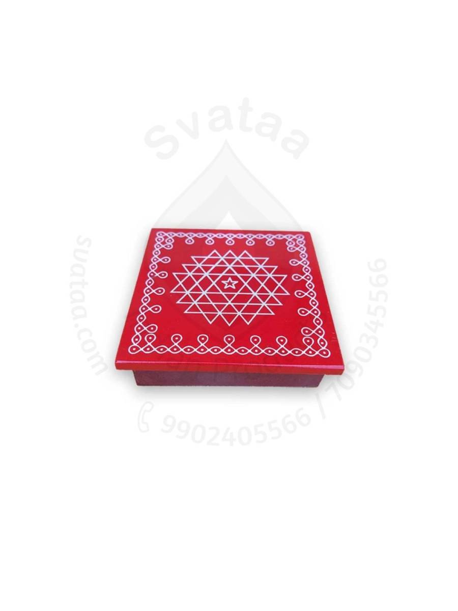 Festive - Peetam Chowki - 5x5 Inches - Single - Square - Red Color | Design - Aishwarya Chakram Festive - Peetam Chowki - 5x5 Inches - Single - Square - Red Color | Design - Aishwarya Chakram