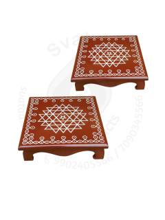 Festive - Peetam Chowki - 8x8 Inches - Set of 2 - Square - Brown Color | Design - Aishwarya Chakram