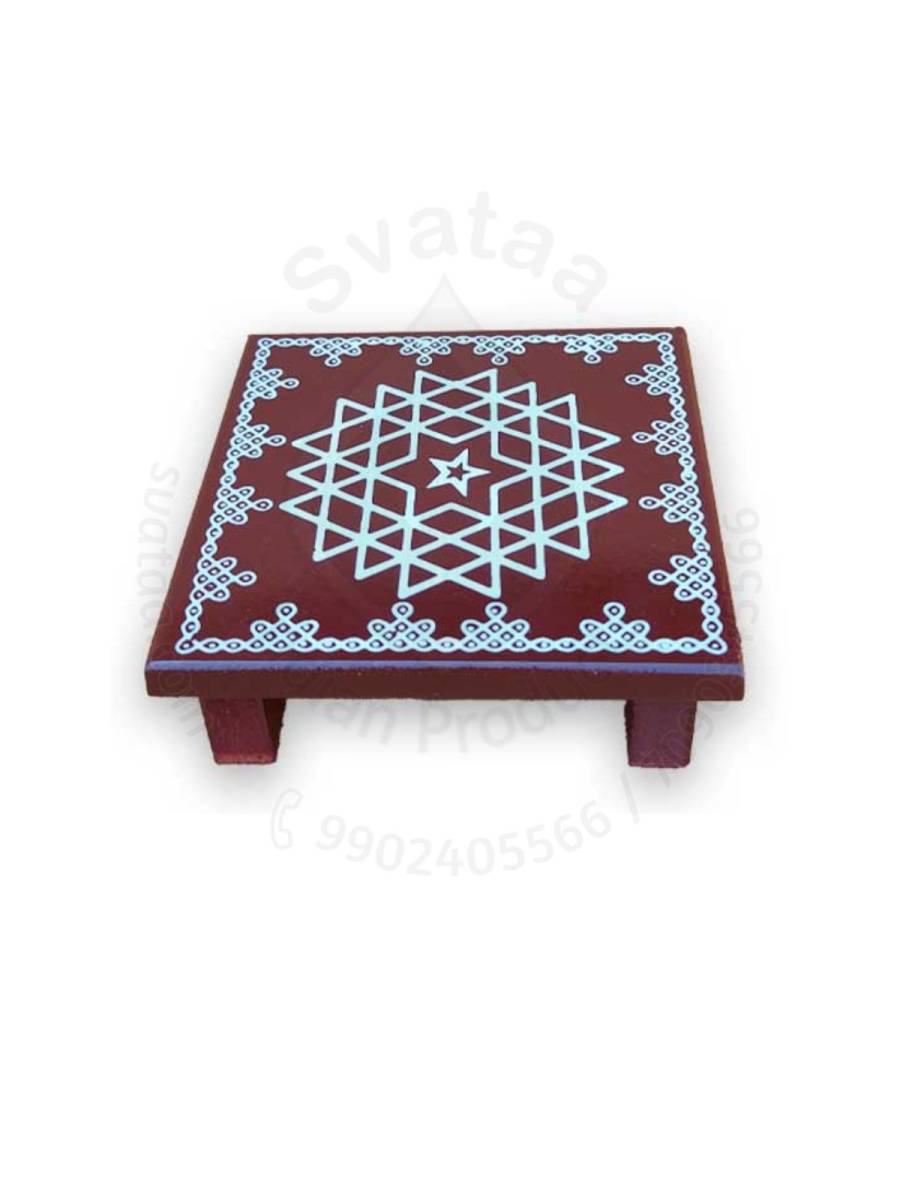Festive - Peetam Chowki - 8x8 Inches - Single - Square - Coffee Color | Design - Aishwarya Chakram Festive - Peetam Chowki - 8x8 Inches - Single - Square - Coffee Color | Design - Aishwarya Chakram