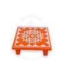 Festive - Peetam Chowki - 8x8 Inches - Set of 2 - Square - Orange Color | Design - Aishwarya Chakram