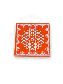 Festive - Peetam Chowki - 8x8 Inches - Single - Square - Orange Color | Design - Aishwarya Chakram