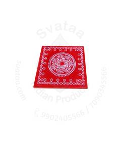 Festive - Peetam Chowki - 8x8 Inches - Single - Square - Red Color | Design - Rangoli