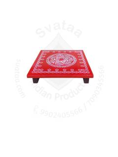 Festive - Peetam Chowki - 8x8 Inches - Single - Square - Red Color | Design - Rangoli