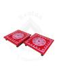 Festive - Peetam Chowki - 8x8 Inches - Set of 2 - Square - Red Color | Design - Rangoli