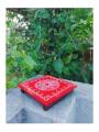 Festive - Peetam Chowki - 8x8 Inches - Single - Square - Red Color | Design - Rangoli