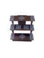 Festive - Pooja Stand - 3 Steps - Coffee Color - Traditional Rangoli - Foldable