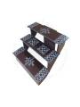 Festive - Pooja Stand - 3 Steps - Coffee Color - Traditional Rangoli - Foldable