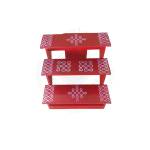 Festive - Pooja Stand - 3 Steps - Red Color - Traditional Rangoli - Foldable