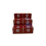 Festive - Pooja Stand - 3 Steps - Box Type - Coffee Color - Traditional Rangoli