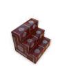 Festive - Pooja Stand - 3 Steps - Box Type - Coffee Color - Traditional Rangoli
