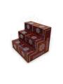 Festive - Pooja Stand - 3 Steps - Box Type - Coffee Color - Traditional Rangoli