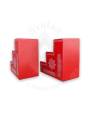 Festive - Pooja Diya Stand - 3 Steps - Red Color - Traditional Rangoli - Box Type - Pair
