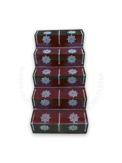 Festive - Pooja Stand - 5 Steps - Coffee Color - Traditional Rangoli - Box Type