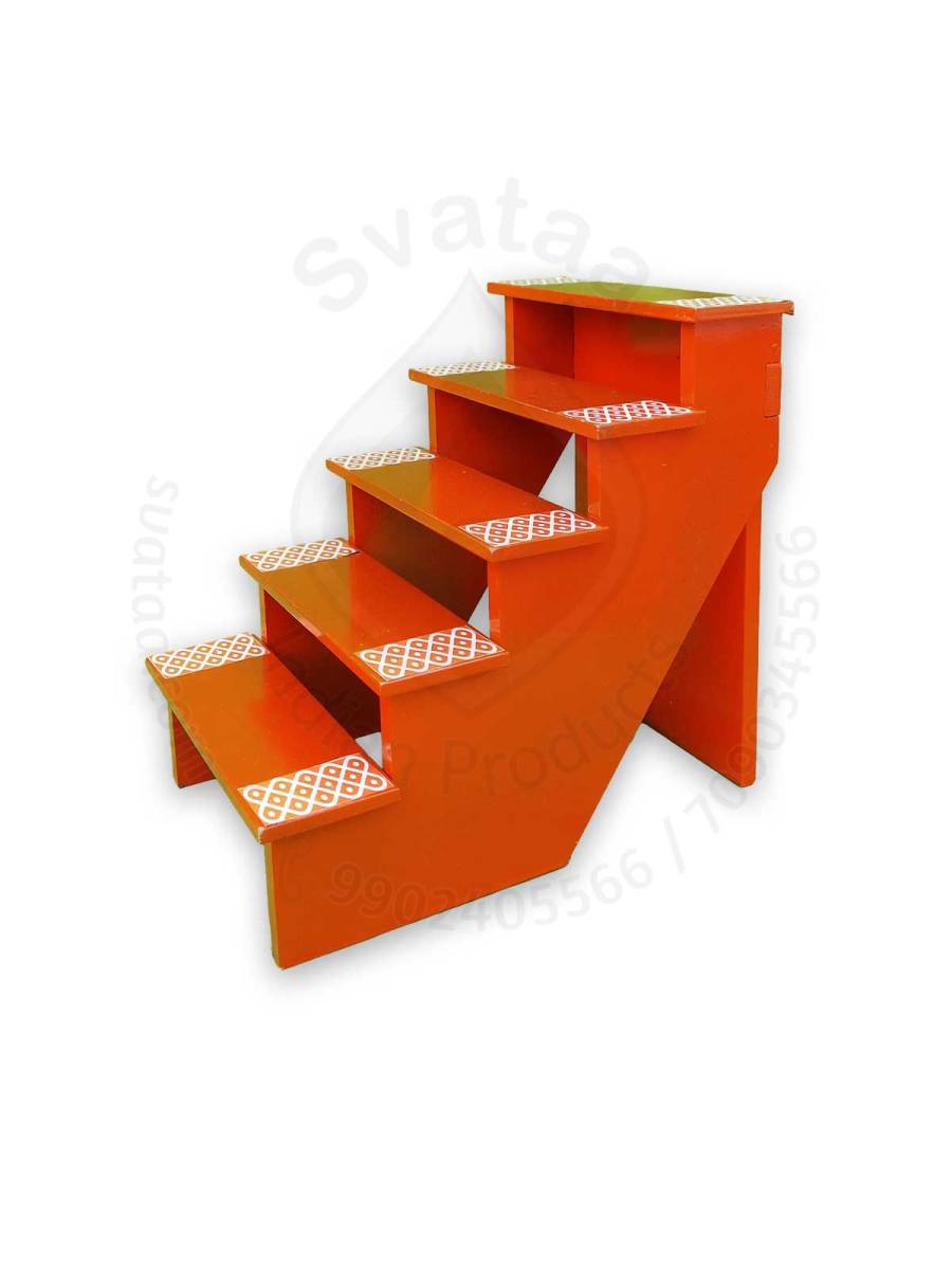 Festive - Pooja Stand - 5 Steps - Heavy Type - Orange Color - Traditional Rangoli Festive - Pooja Stand - 5 Steps - Heavy Type - Orange Color - Traditional Rangoli