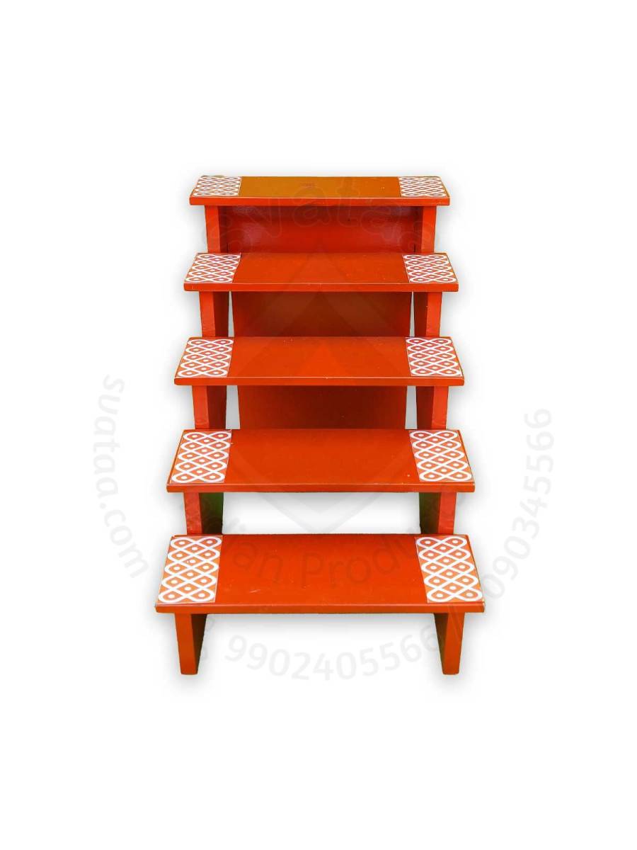 Festive - Pooja Stand - 5 Steps - Heavy Type - Orange Color - Traditional Rangoli Festive - Pooja Stand - 5 Steps - Heavy Type - Orange Color - Traditional Rangoli