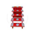 Festive - Pooja Stand - 5 Steps - Heavy Type - Dark Orange Color - Traditional Rangoli