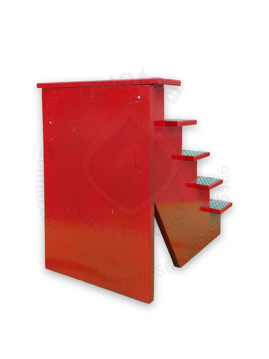 Festive - Pooja Stand - 5 Steps - Heavy Type - Dark Orange Color - Traditional Rangoli