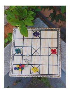 Game - Wooden Chowka Bara & Small Pawns - 11 inch