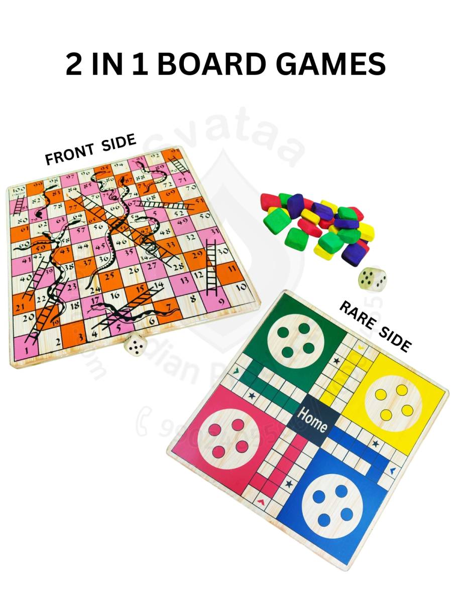Game - 2 in 1 - Ludo and Snake & Ladder - Wood
