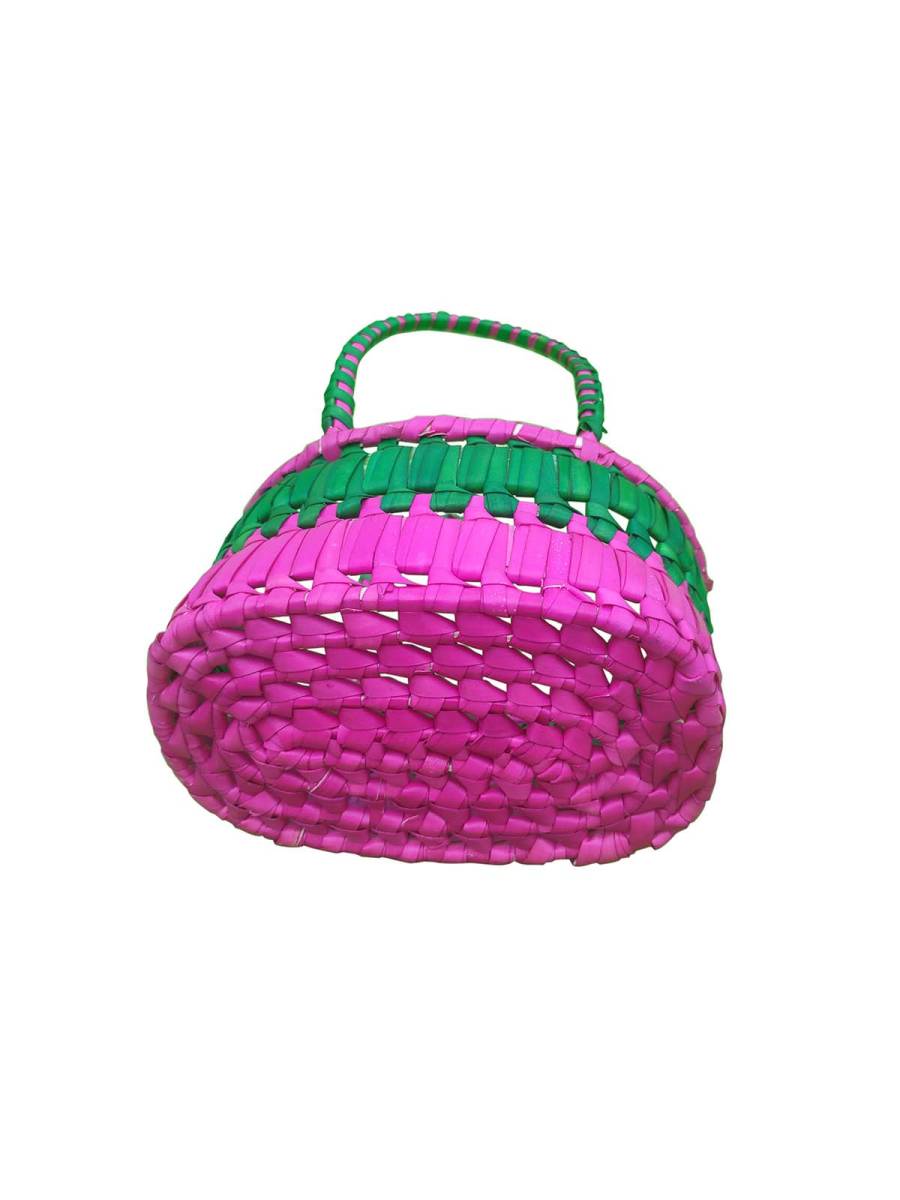 Chettinad Kottan - Small Basket, Green-Pink - Geographical Indexed (pack of 2)