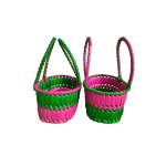 Chettinad Kottan - Small Basket, Green-Pink - Geographical Indexed (pack of 2)