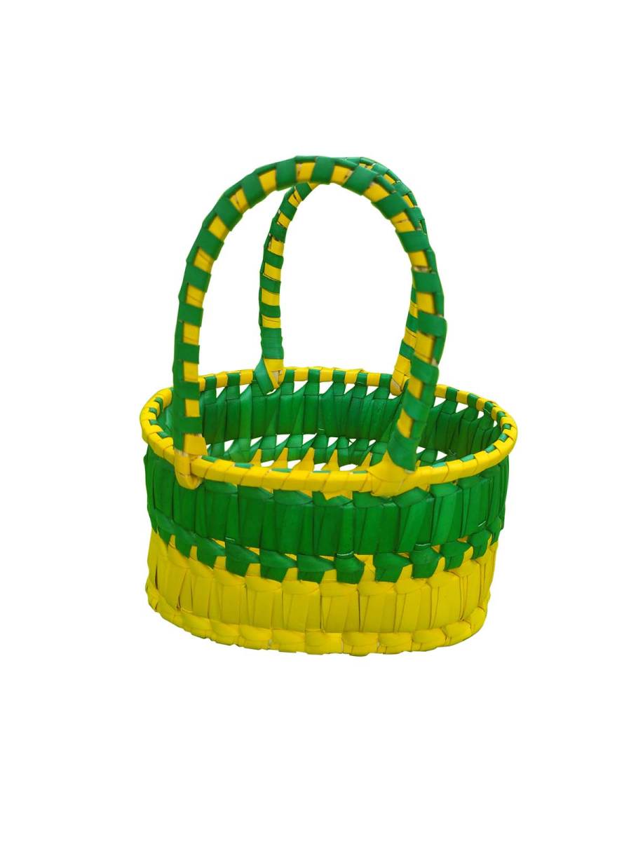 Chettinad Kottan - Small Basket, Green-Yellow - Geographical Indexed (pack of 2)
