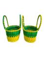 Chettinad Kottan - Small Basket, Green-Yellow - Geographical Indexed (pack of 2)