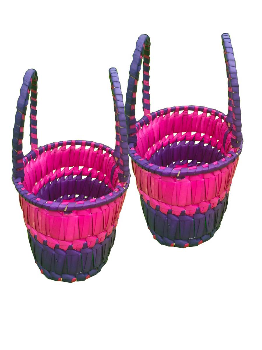 Chettinad Kottan - Small Basket, Pink-Purple - Geographical Indexed (pack of 2) Chettinad Kottan - Small Basket, Pink-Purple - Geographical Indexed (pack of 2)