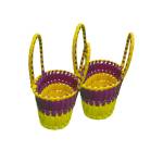 Chettinad Kottan - Small Basket, Purple-Yellow - Geographical Indexed (pack of 2)