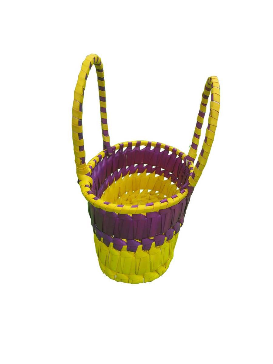 Chettinad Kottan - Small Basket, Purple-Yellow - Geographical Indexed (pack of 2)