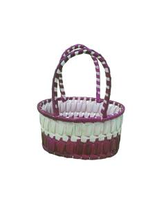 Chettinad Kottan - Small Basket, White-Maroon - Geographical Indexed (pack of 2)