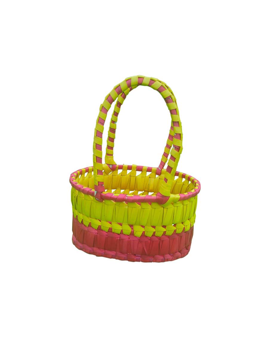 Chettinad Kottan - Small Basket, Yellow-Pink - Geographical Indexed (pack of 2) Chettinad Kottan - Small Basket, Yellow-Pink - Geographical Indexed (pack of 2)
