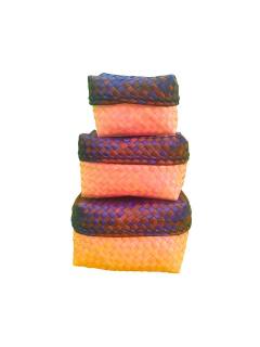 Organizers - Chettinad Kottan - Box In Box , Orange-Blue-Brown - Geographical Indexed