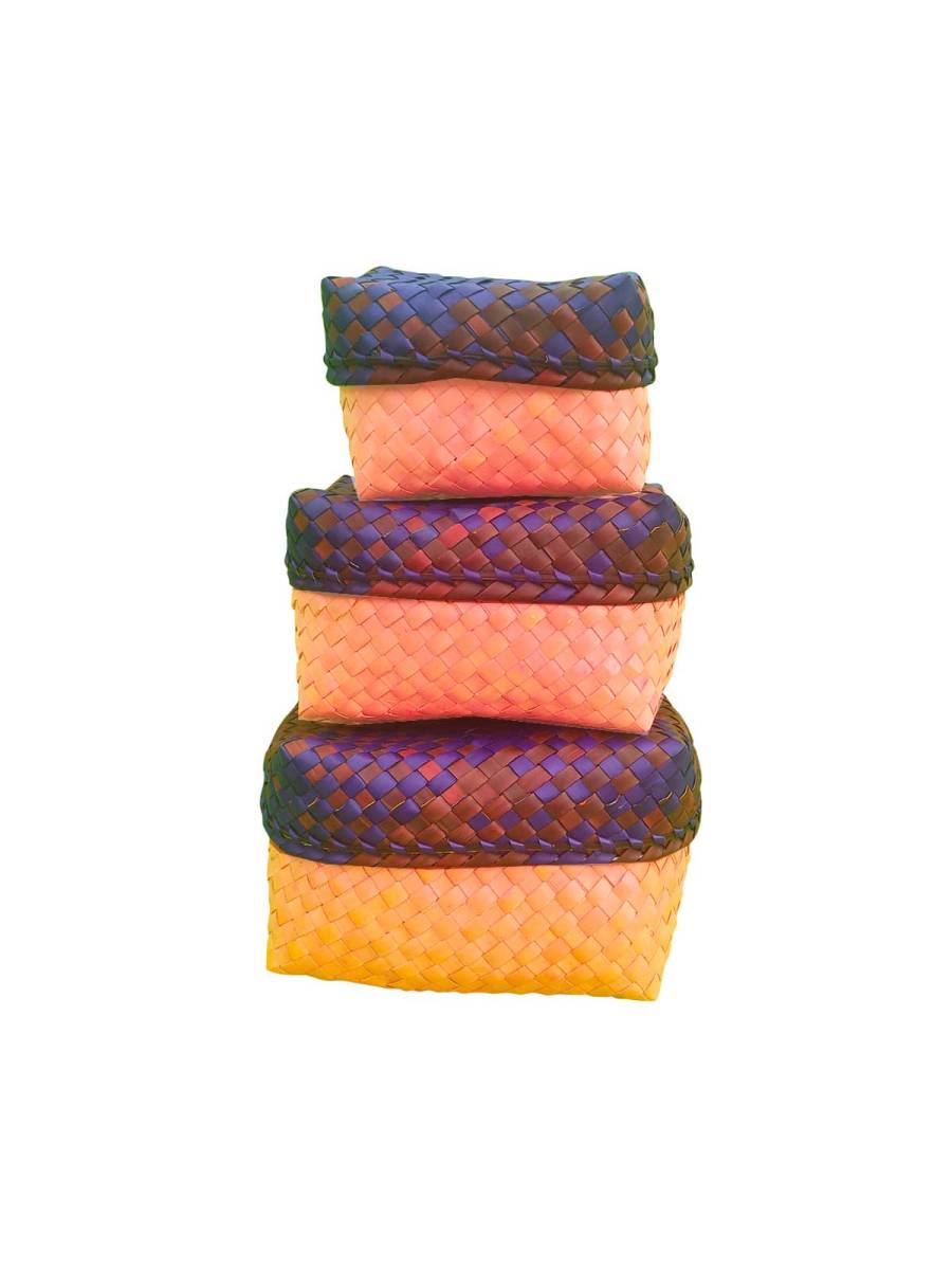 Organizers - Chettinad Kottan - Box In Box , Orange-Blue-Brown - Geographical Indexed