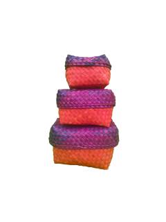 Organizers - Chettinad Kottan - Box In Box , Red-Purple-Blue - Geographical Indexed